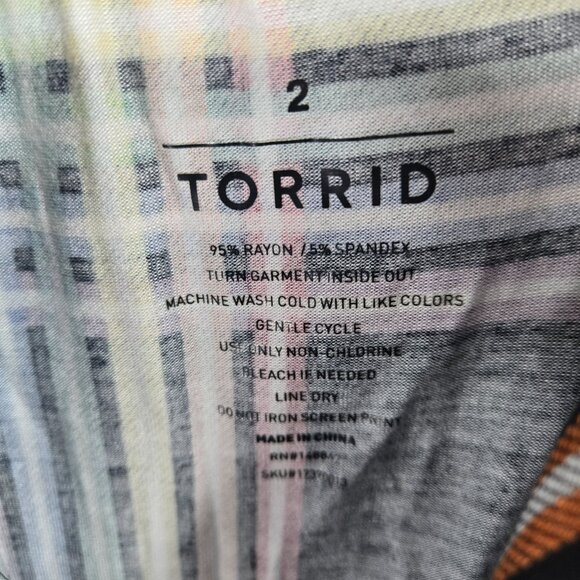 Torrid Black Rainbow Plaid Decorative Buttons Pockets Pull On Midi Skirt 2/2x - Picture 8 of 8